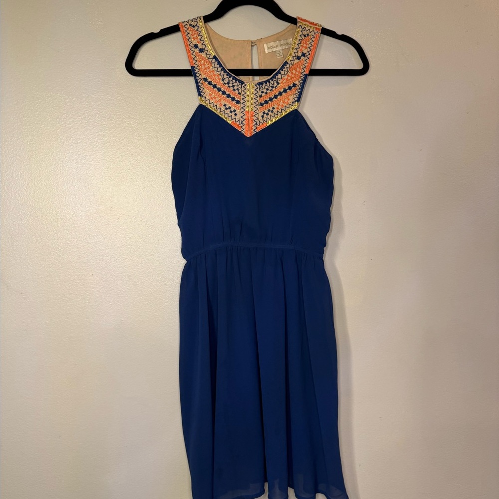 Jealous Tomato Blue and Orange Sleeveless Dress